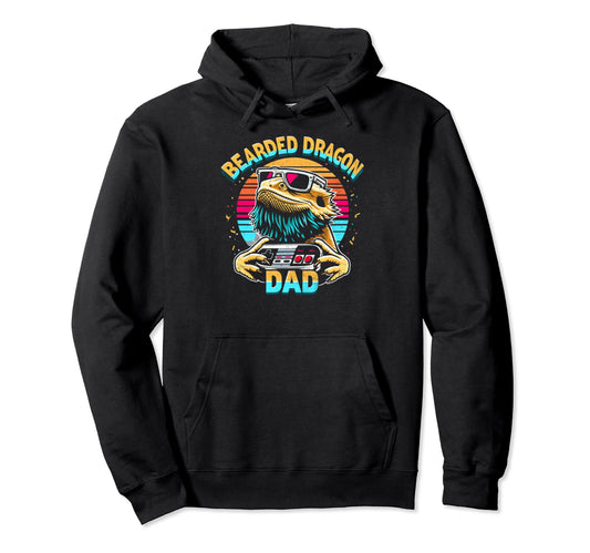 Bearded Dragon Dad Video Game Lizard Hoodie - Custom Art Print Unisex - T-Shirt, Sweatshirt, Hoodie