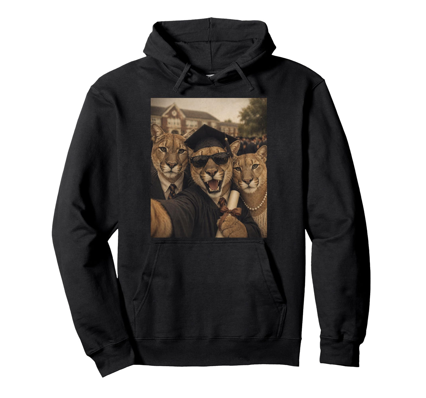 Cougars Graduation Selfie Funny Mom Hoodie - Aesthetic Graphic for Adults - T-Shirt, Sweatshirt, Hoodie