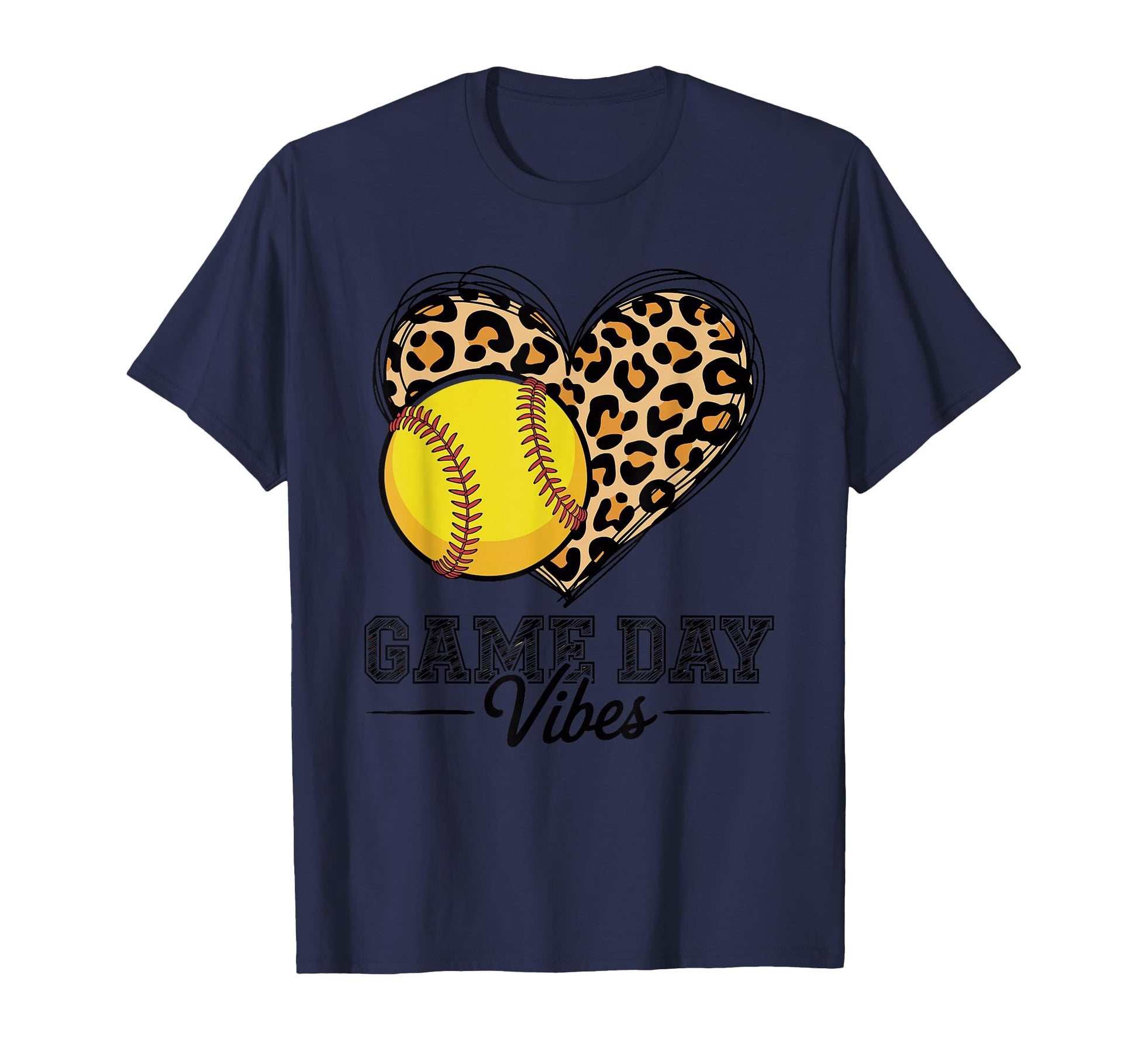 Softball Leopard Heart Fastpitch Game T-Shirt - Novelty Apparel Men Women - T-Shirt, Sweatshirt, Hoodie