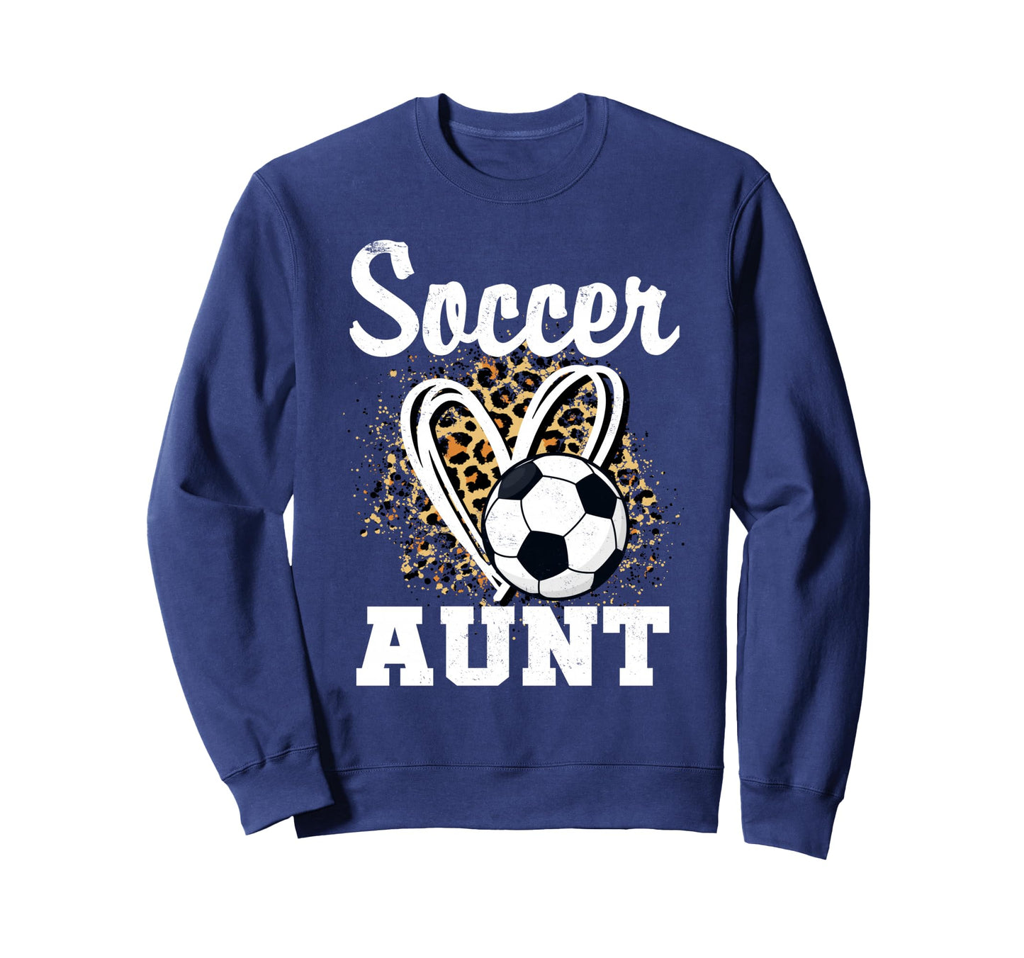 Soccer Aunt Leopard Heart Soccer Fan T-Shirt - Aesthetic Graphic for Adults - T-Shirt, Sweatshirt, Hoodie