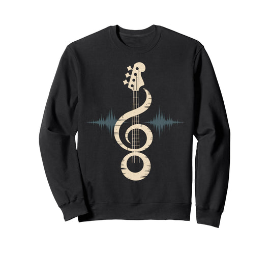 Bass Guitar Neck And Bass Clef Bass Sweatshirt - Aesthetic Graphic Unisex - T-Shirt, Sweatshirt, Hoodie