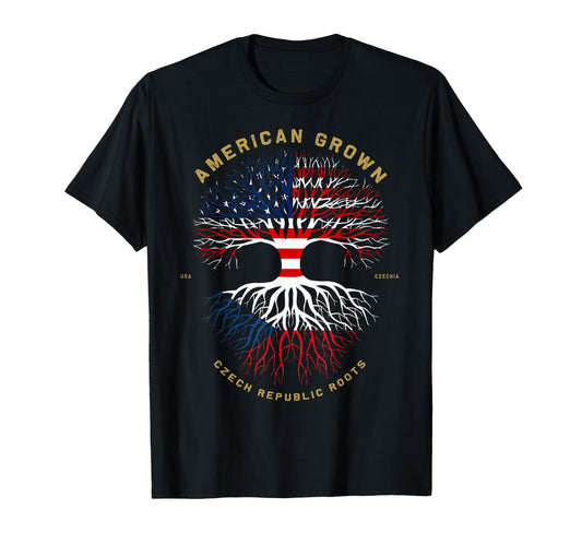 American Grown Czech Republic Roots Tree T-Shirt - Custom Art Print Unisex - T-Shirt, Sweatshirt, Hoodie