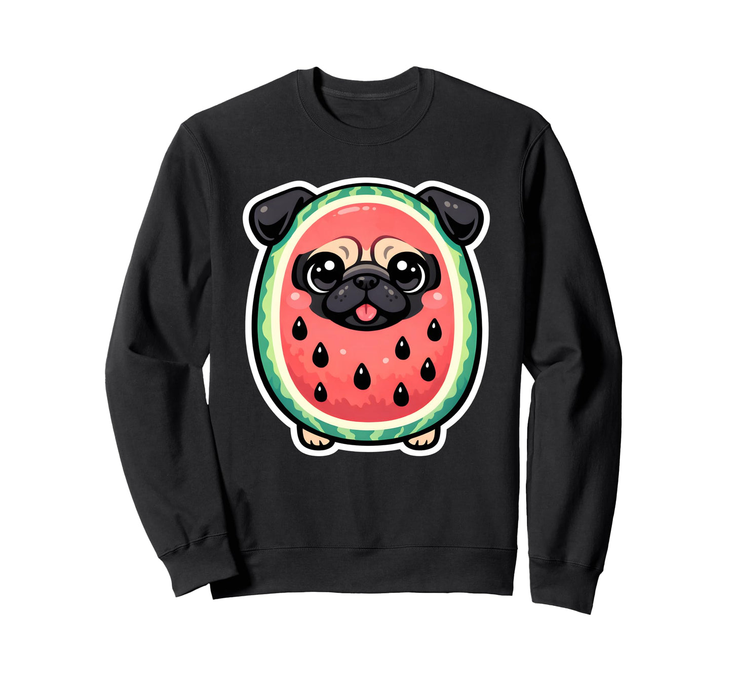Watermelon Pug Funny From Dad Mom Meme Sweatshirt - Graphic Print Unisex - T-Shirt, Sweatshirt, Hoodie