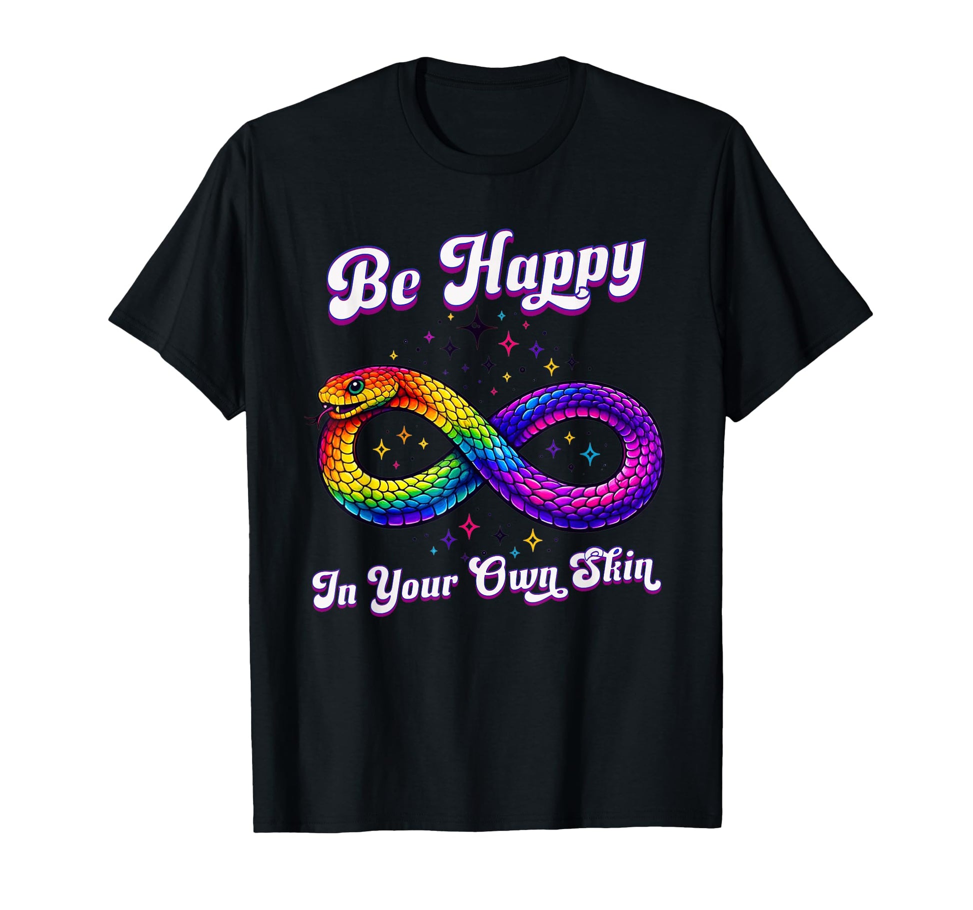 Rainbow Snake Be Happy Your Own Skin T-Shirt - Unique Graphic Men Women - T-Shirt, Sweatshirt, Hoodie