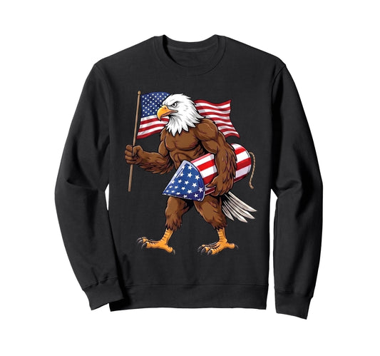 American Flag Bald Eagle 4Th July Sweatshirt - Novelty Apparel Men Women - T-Shirt, Sweatshirt, Hoodie