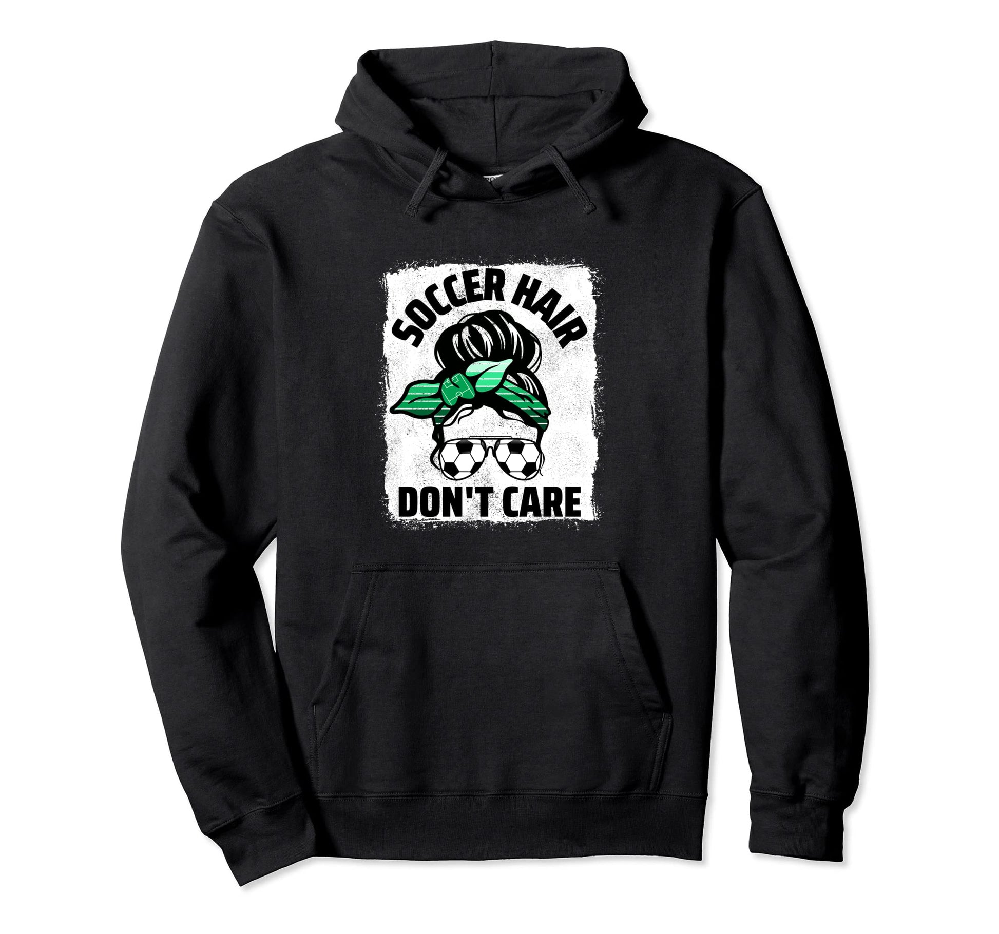 Soccer Hair Dont Care Soccer Player Messy Hoodie - Minimalist Print Unisex - T-Shirt, Sweatshirt, Hoodie