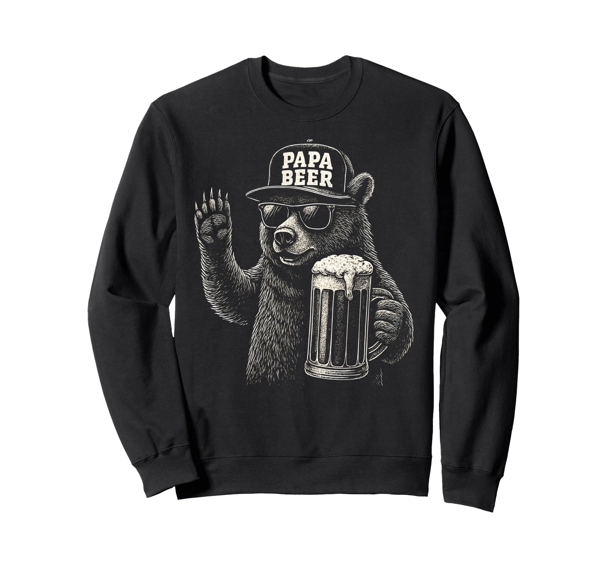 Papa Beer Funny Dad Bear Drinking Sweatshirt - Graphic Print for Adults - T-Shirt, Sweatshirt, Hoodie