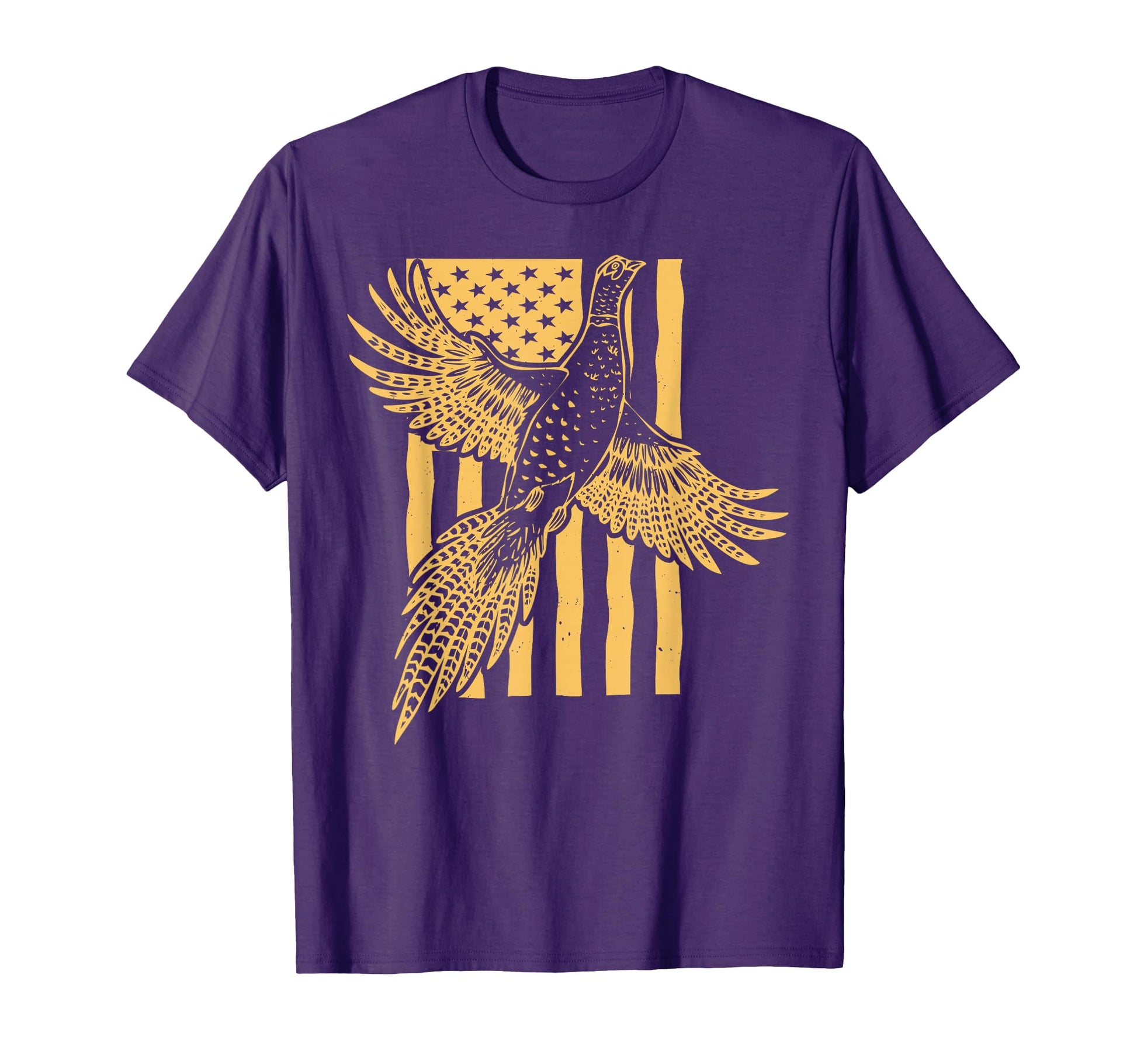 Pheasant Bird Hunter American Flag T-Shirt - Custom Art Print Men Women - T-Shirt, Sweatshirt, Hoodie