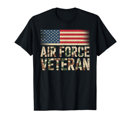 Air Force Veteran Us American Flag T-Shirt - Novelty Apparel for Adults - T-Shirt, Sweatshirt, Hoodie