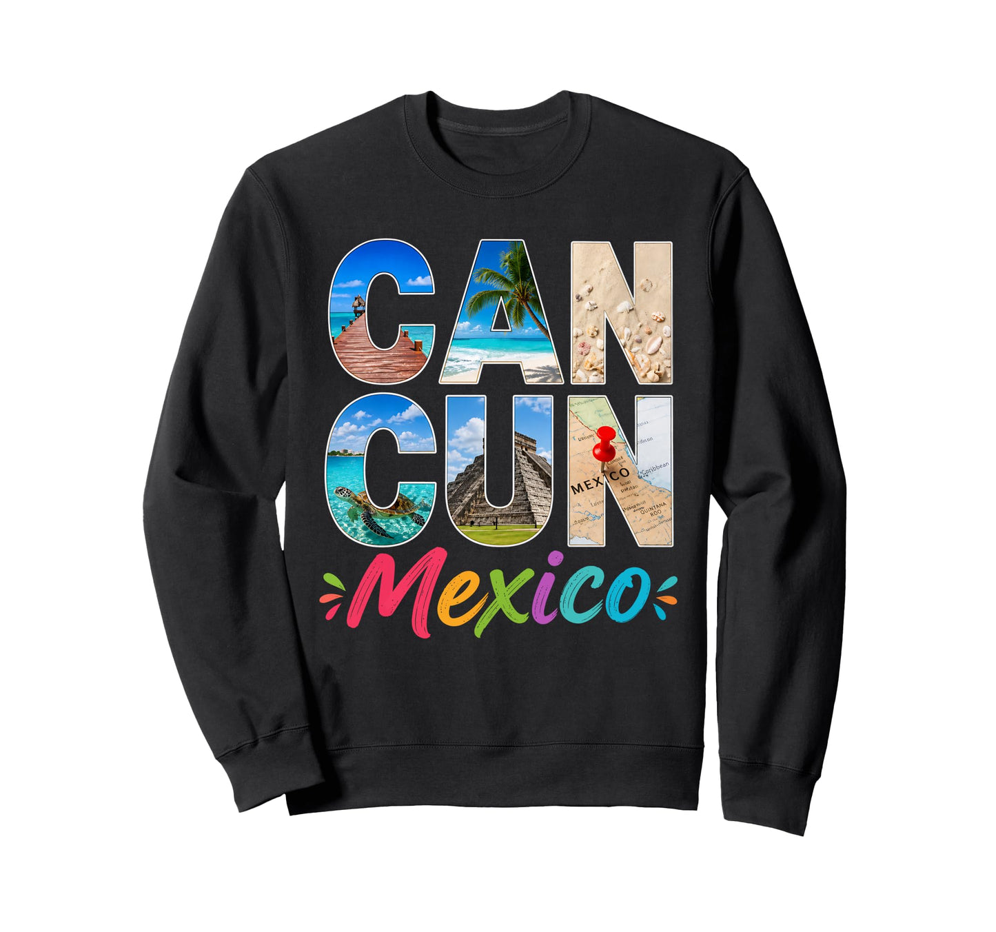 Cancun Mexico Summer Beach Sweatshirt - Minimalist Print Men Women - T-Shirt, Sweatshirt, Hoodie