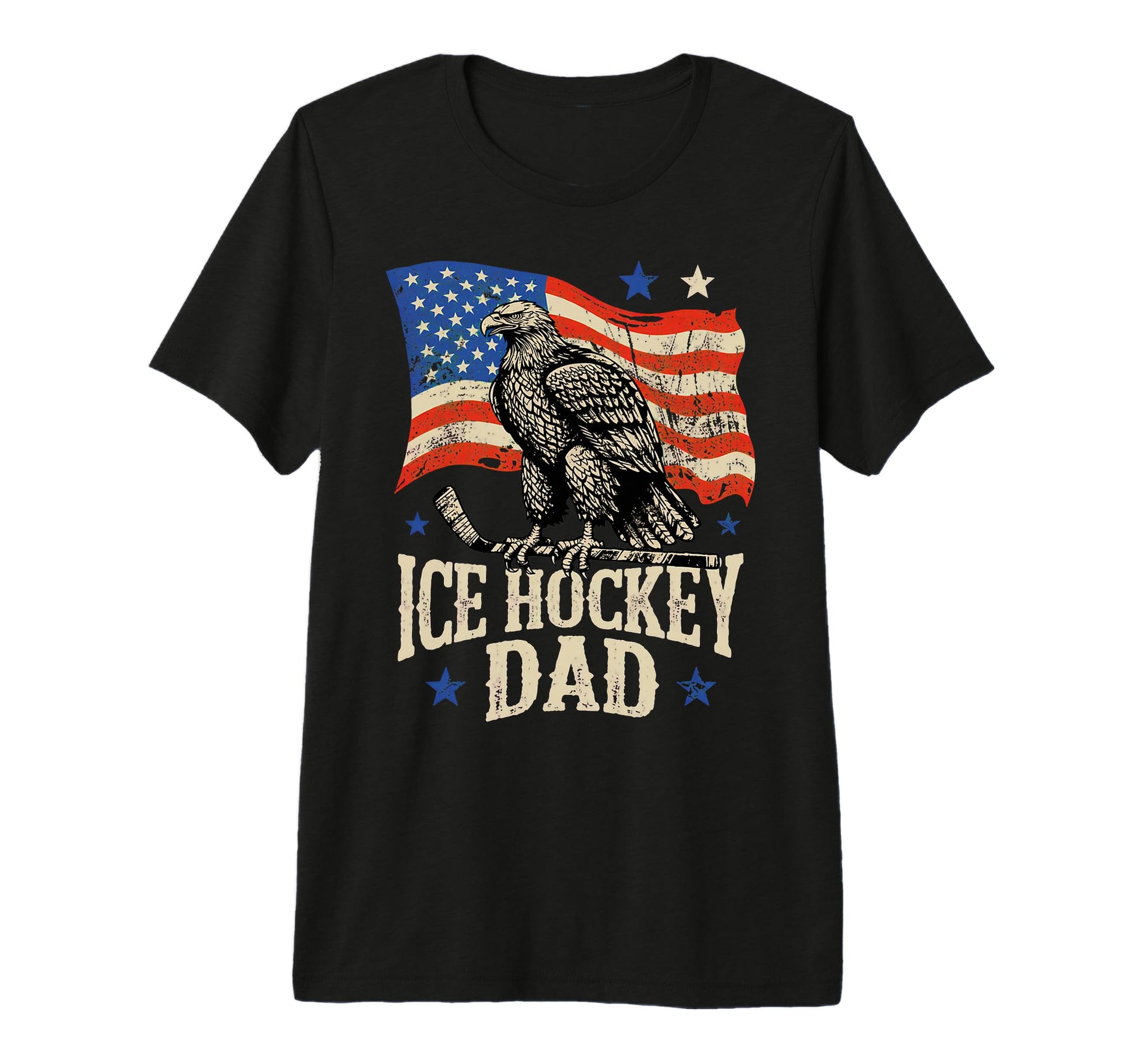 Ice Hockey American Flag Ice Hockey Dad T-Shirt - Graphic Print Men Women - T-Shirt, Sweatshirt, Hoodie