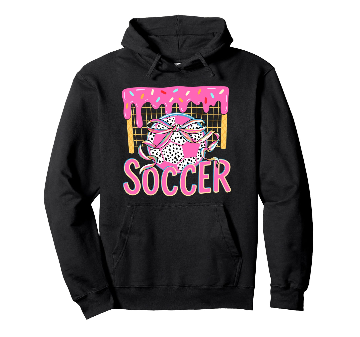 Girly Soccer Coquette Bow Ice Cream Drip Hoodie - Minimalist Print Unisex - T-Shirt, Sweatshirt, Hoodie