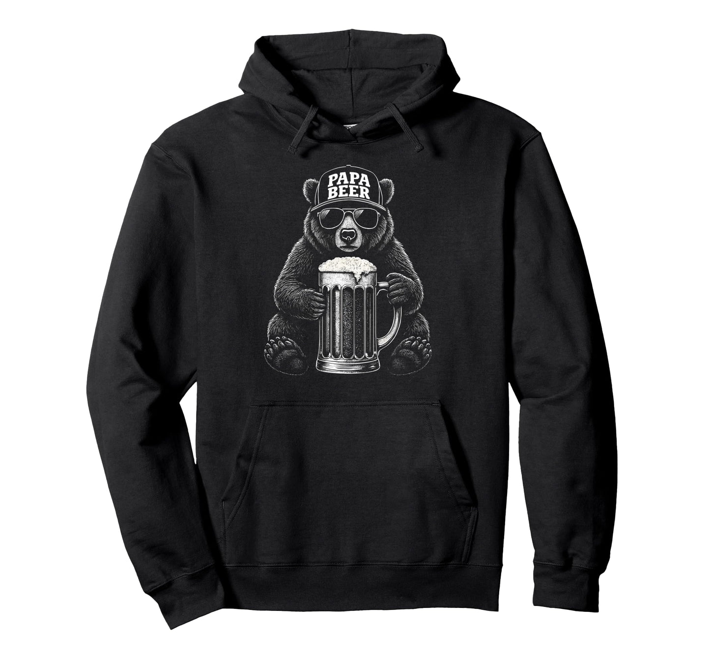 Papa Beer Funny Dad Bear Drinking Hoodie - Aesthetic Graphic for Adults - T-Shirt, Sweatshirt, Hoodie