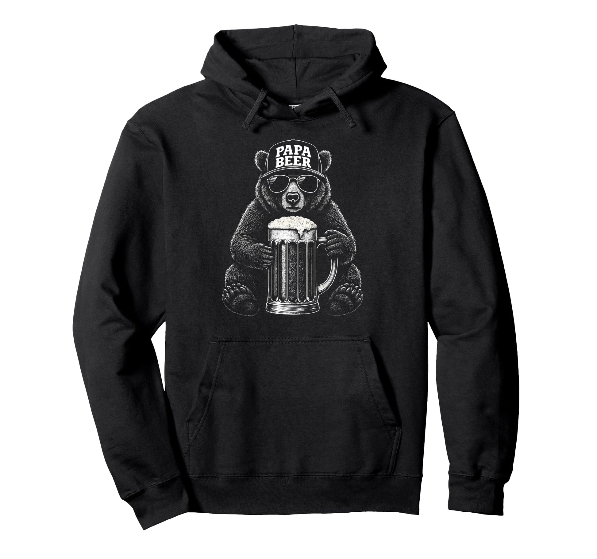 Papa Beer Funny Dad Bear Drinking Hoodie - Aesthetic Graphic for Adults - T-Shirt, Sweatshirt, Hoodie