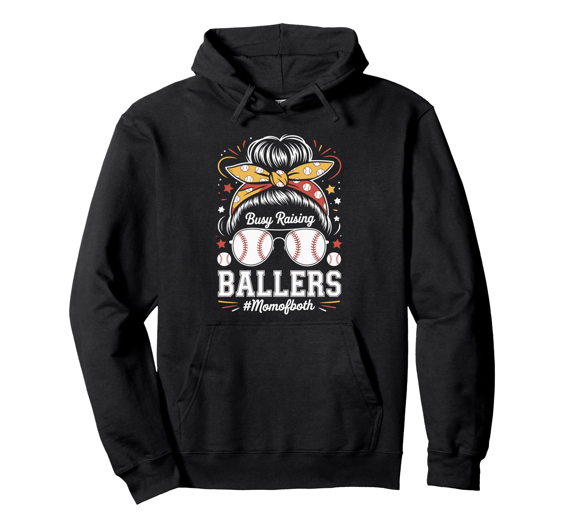 Busy Raising Ballers Mom Both Hoodie - Fun Novelty Design for Adults - T-Shirt, Sweatshirt, Hoodie