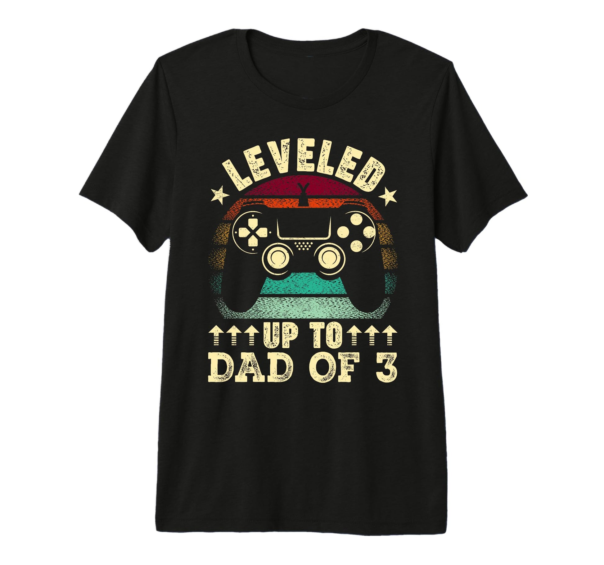 Leveled Up To Dad 3 Fathers Day T-Shirt - Fun Novelty Design for Adults - T-Shirt, Sweatshirt, Hoodie