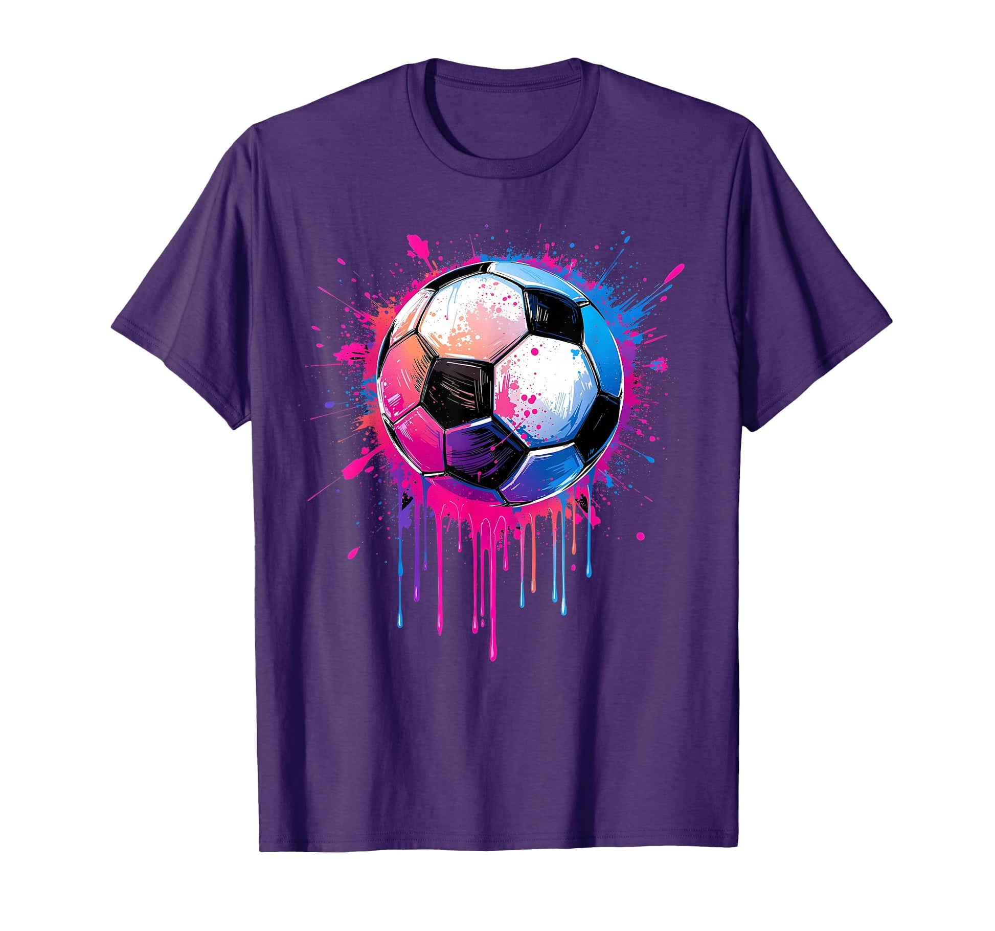 Soccer Awesome Colorful Soccer Drip T-Shirt - Novelty Apparel Men Women - T-Shirt, Sweatshirt, Hoodie