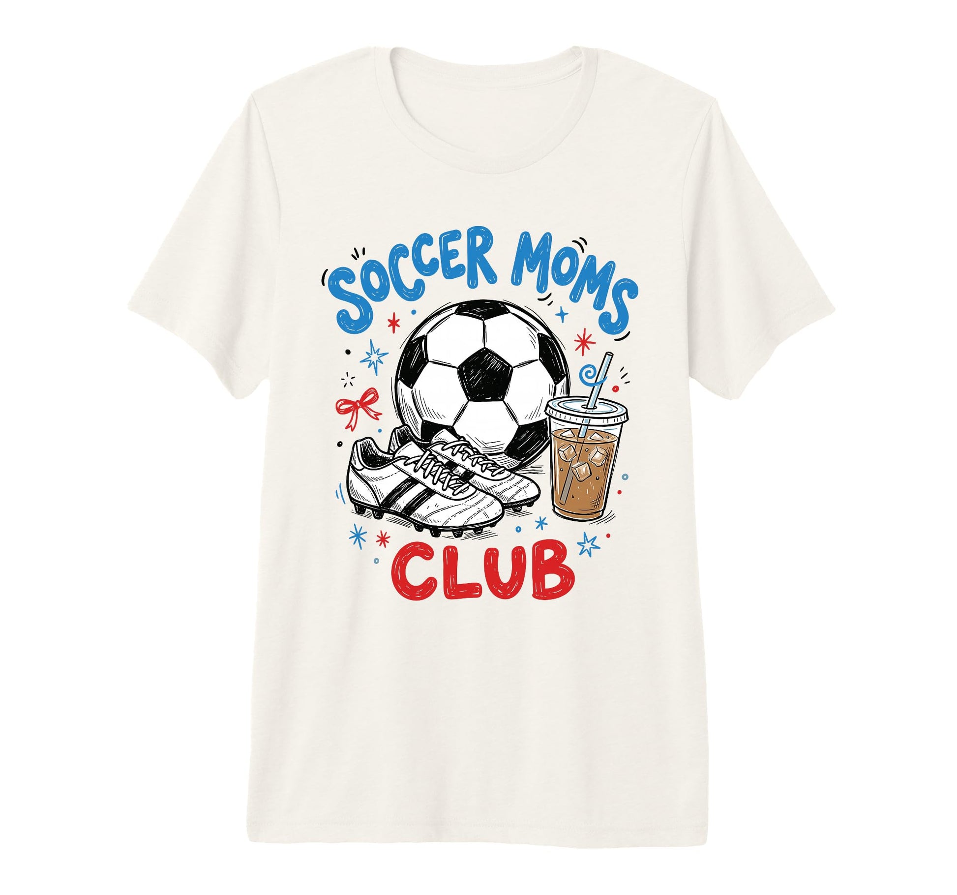 Soccer Moms Club Iced Coffee Cleats T-Shirt - Fun Novelty Design Men Women - T-Shirt, Sweatshirt, Hoodie