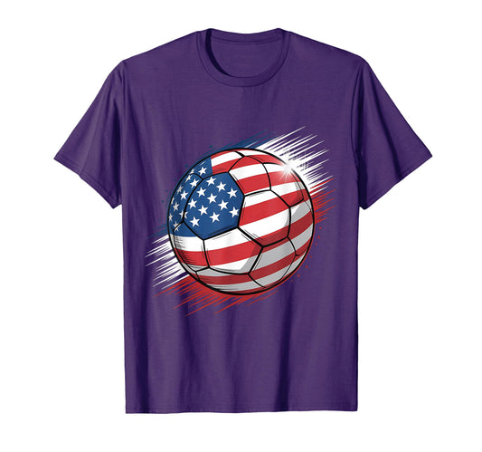 American Flag Soccer Ball T-Shirt - Casual Everyday Wear Men Women - T-Shirt, Sweatshirt, Hoodie
