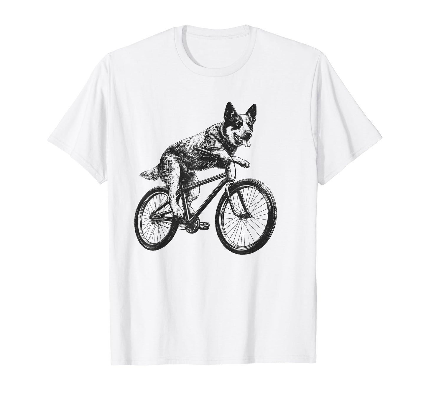 Texas Heeler Dog Riding Bike Bicycle T-Shirt - Graphic Print Men Women - T-Shirt, Sweatshirt, Hoodie