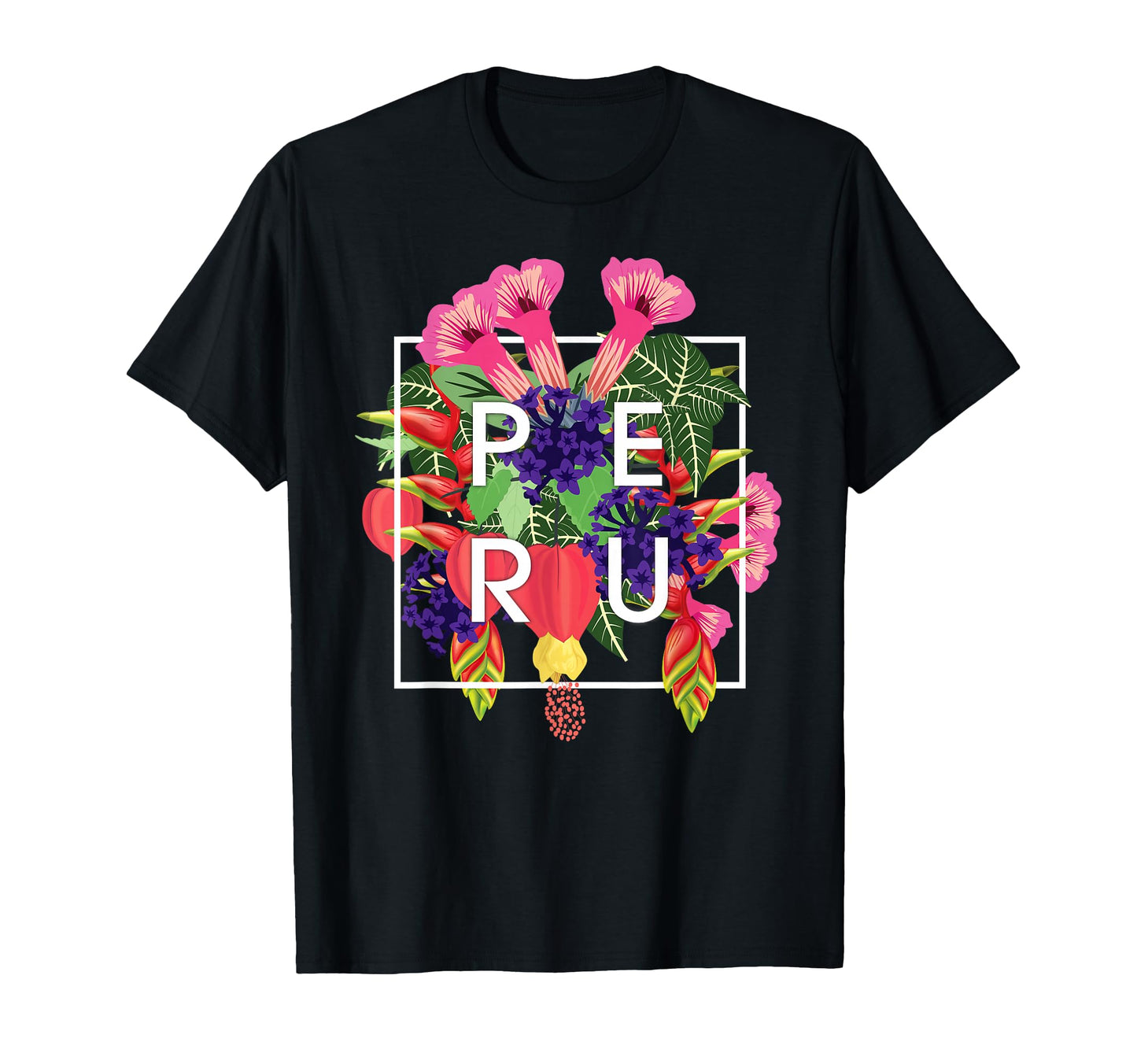 Flowers Peru Word Art Peruvian T-Shirt - Casual Everyday Wear for Adults - T-Shirt, Sweatshirt, Hoodie