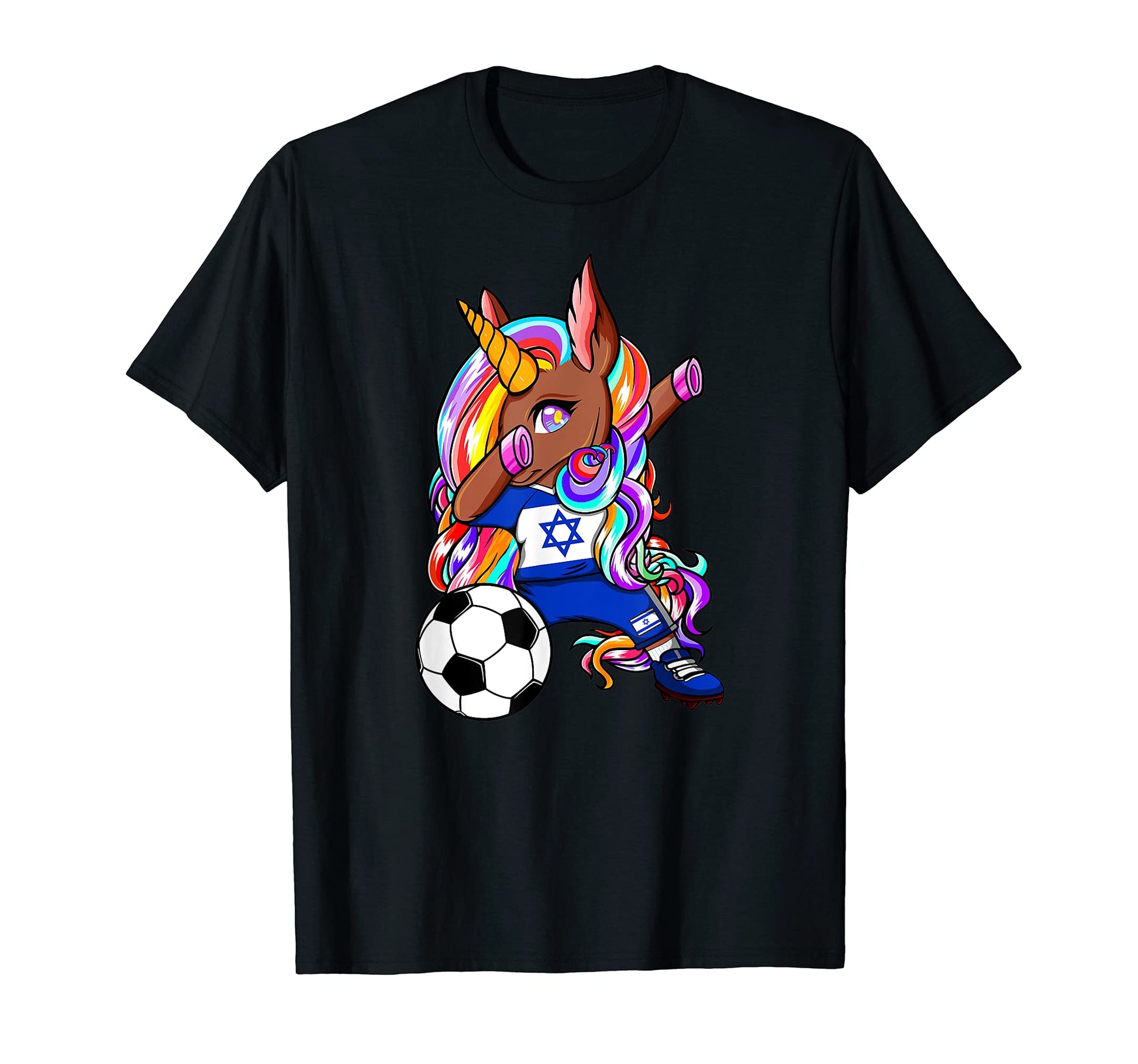 Dabbing Brown Skin Unicorn Israel T-Shirt - Streetwear Style for Adults - T-Shirt, Sweatshirt, Hoodie