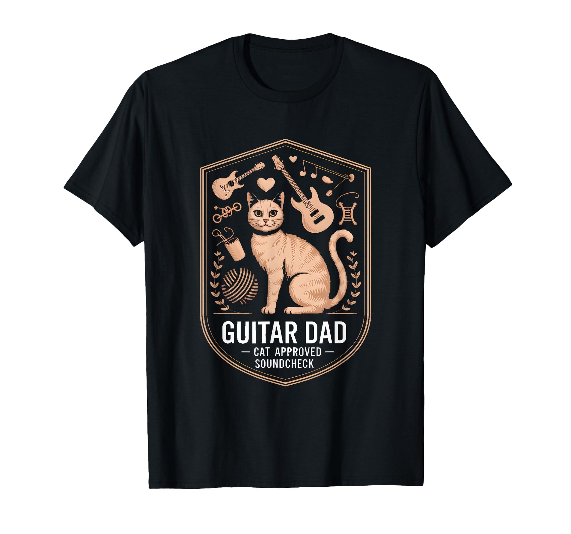 Funny Guitar Dad Cat Approved T-Shirt - Aesthetic Graphic for Adults - T-Shirt, Sweatshirt, Hoodie