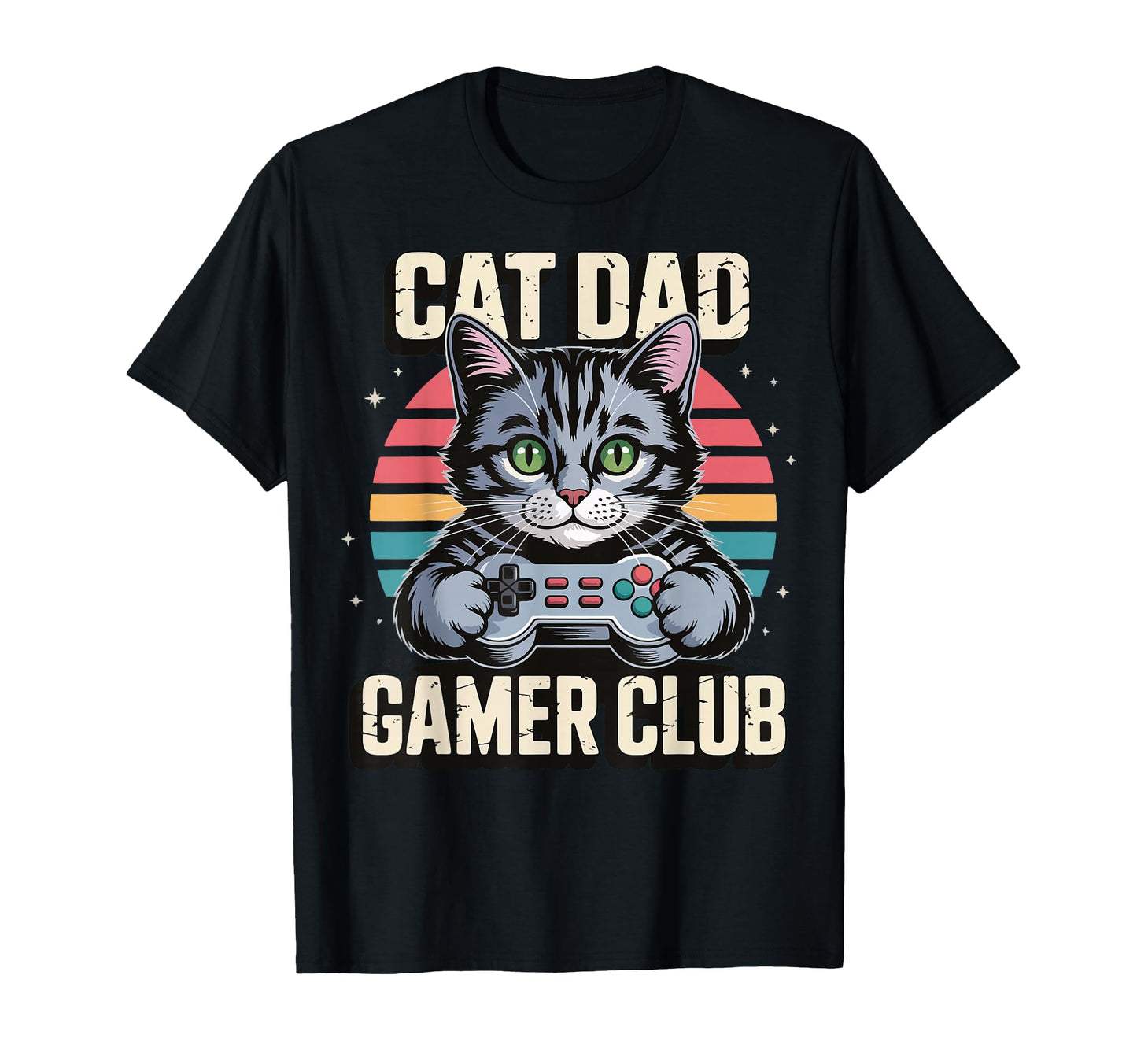 Gamer Gaming Cat Father Video Game Dad T-Shirt - Custom Art Print Men Women - T-Shirt, Sweatshirt, Hoodie