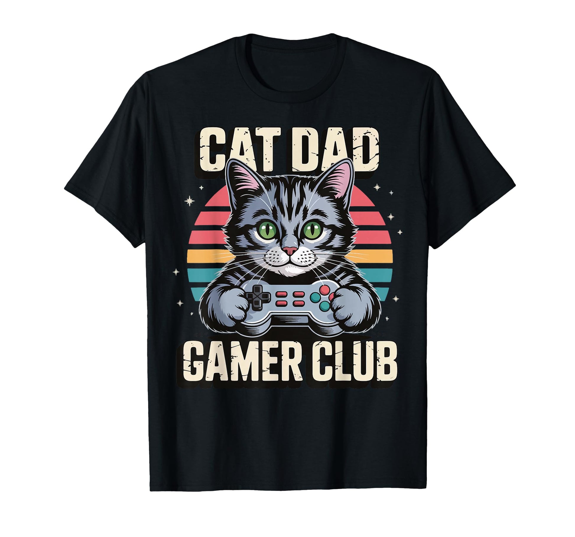 Gamer Gaming Cat Father Video Game Dad T-Shirt - Custom Art Print Men Women - T-Shirt, Sweatshirt, Hoodie