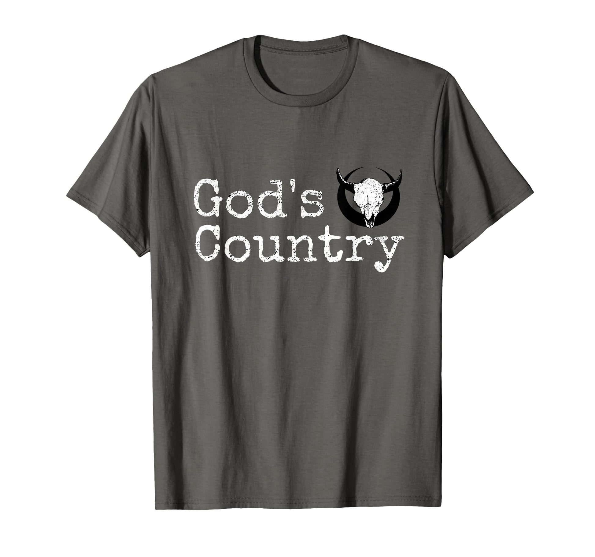 Mens Gods Country Distressed Steer Skull T-Shirt - Novelty Apparel Unisex - T-Shirt, Sweatshirt, Hoodie