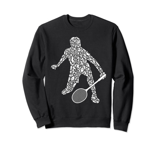 Badminton Player Shuttlecock Dad Sweatshirt - Streetwear Style Men Women - T-Shirt, Sweatshirt, Hoodie