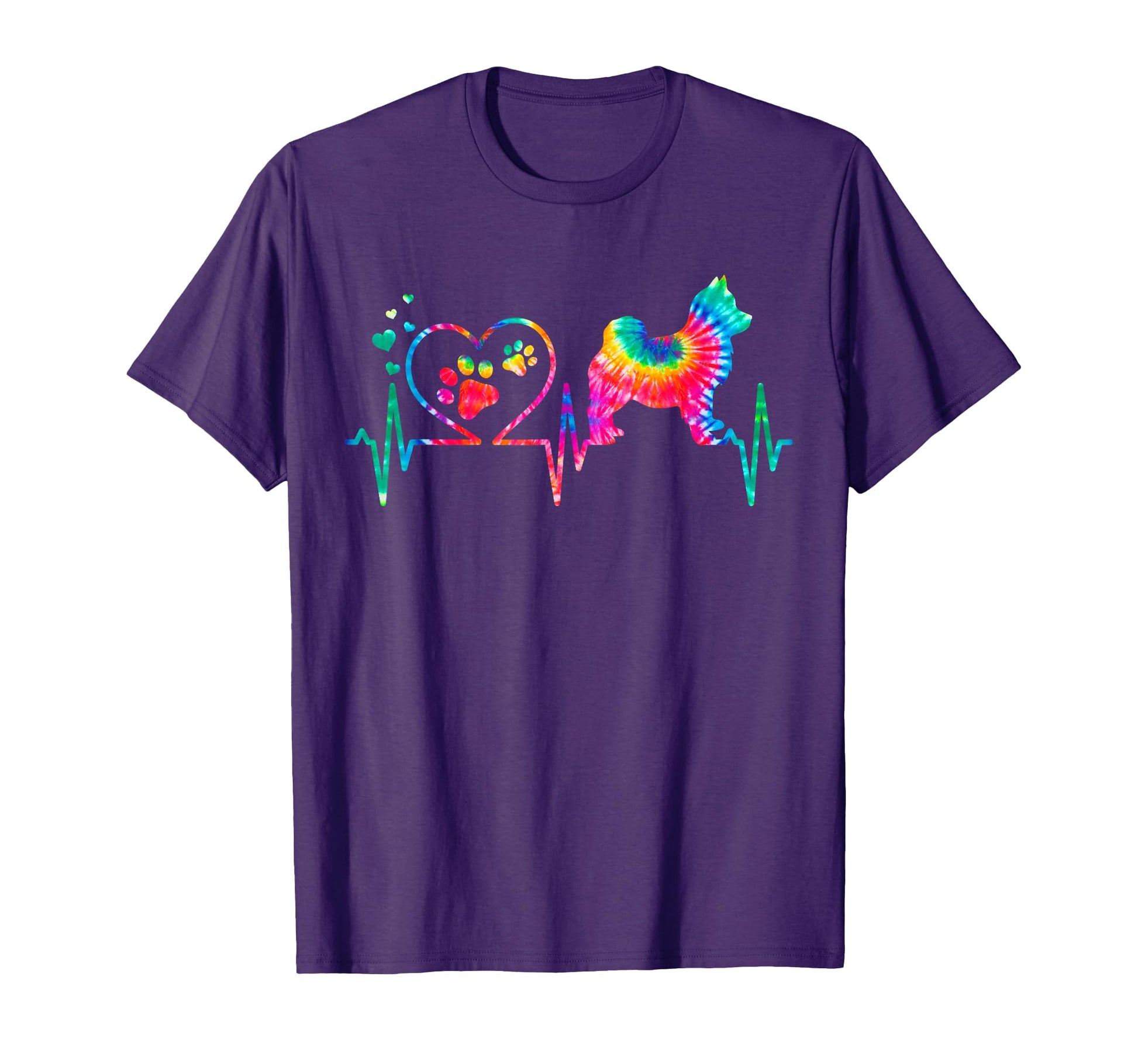 Pomsky Mom Dad Heartbeat Tie Dye Dog T-Shirt - Unique Graphic Men Women - T-Shirt, Sweatshirt, Hoodie