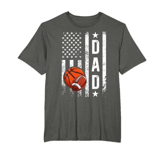 Basketball Football Dad Us Flag T-Shirt - Unique Graphic for Adults - T-Shirt, Sweatshirt, Hoodie
