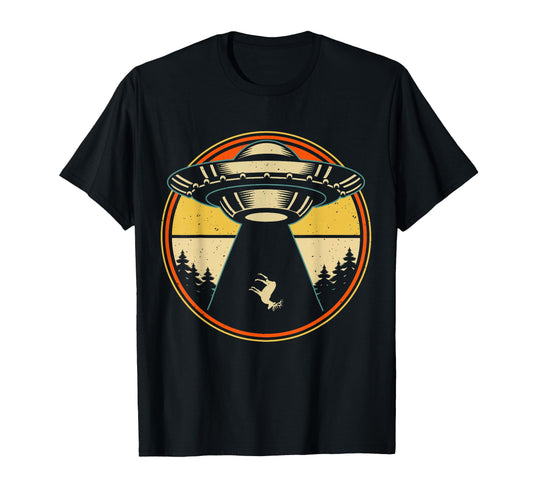Alien Ufo Deer Hunter Flying Saucer T-Shirt - Graphic Print Men Women - T-Shirt, Sweatshirt, Hoodie