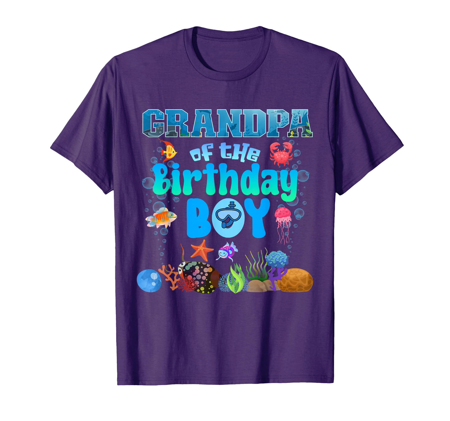 Grandpa Birthday Aquarium Sea Animals T-Shirt - Novelty Apparel Men Women - T-Shirt, Sweatshirt, Hoodie