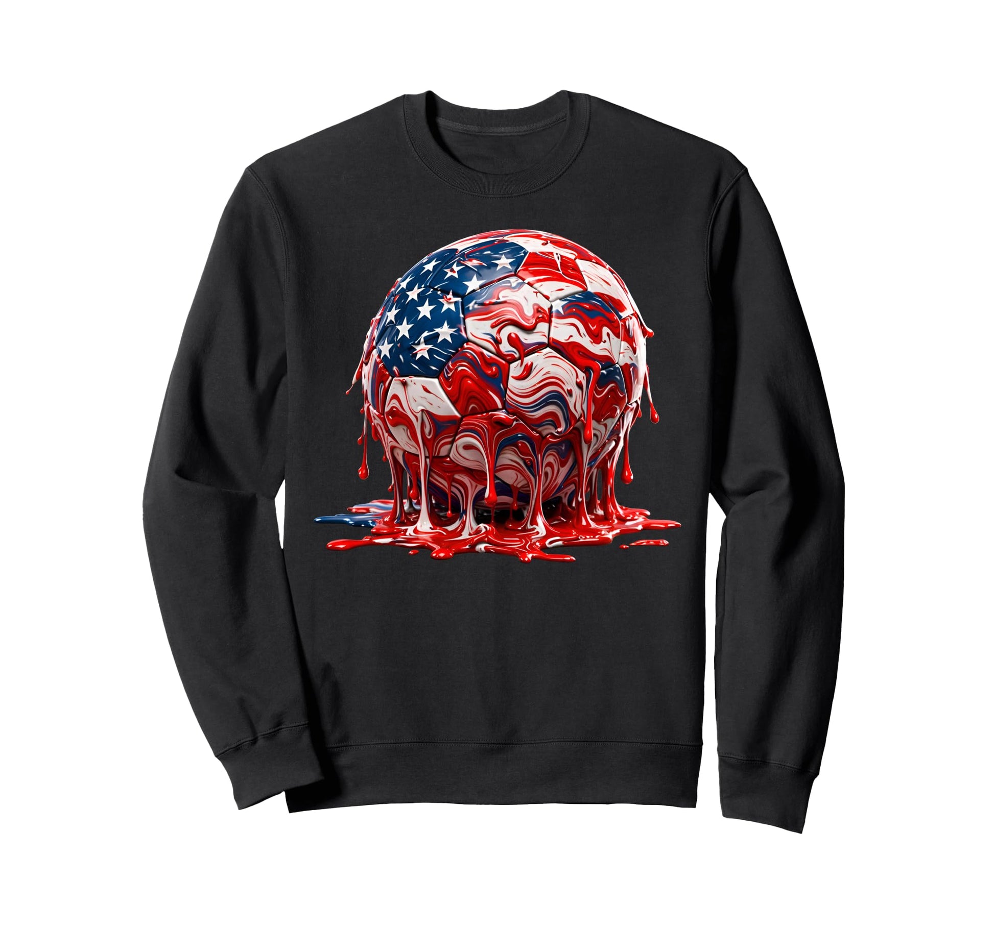 4Th July Soccer Melting Patriotic Sweatshirt - Streetwear Style for Adults - T-Shirt, Sweatshirt, Hoodie