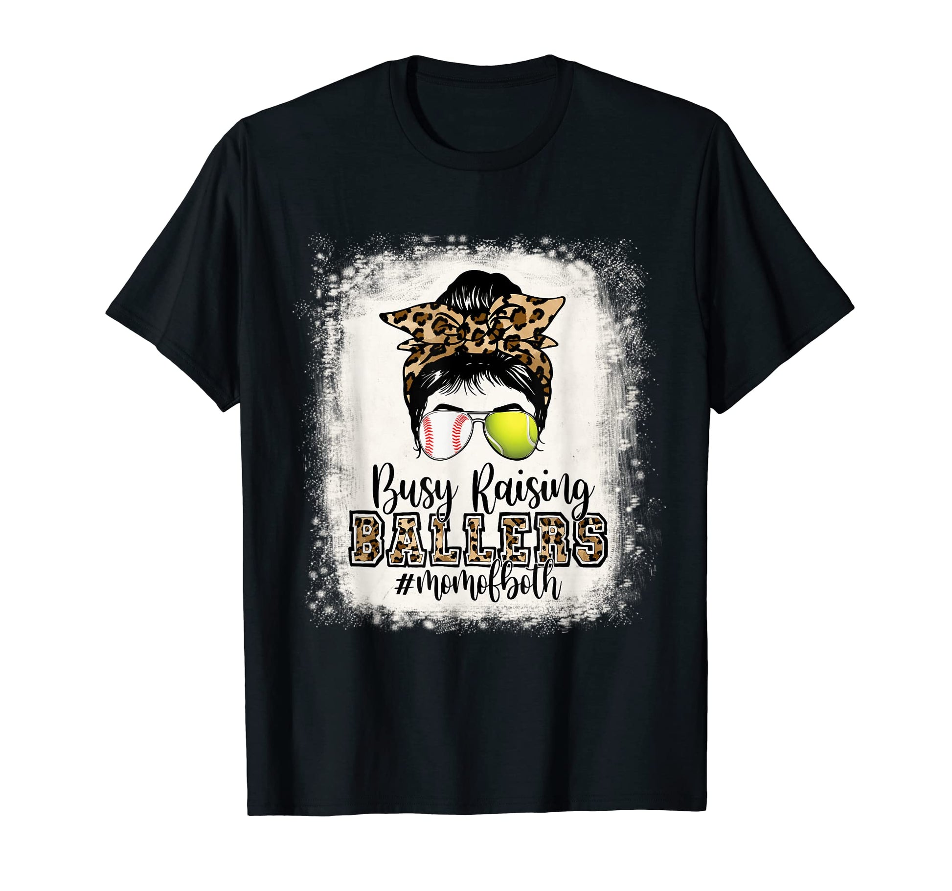 Busy Raising Ballers Mom Both Baseball T-Shirt - Graphic Print Unisex - T-Shirt, Sweatshirt, Hoodie