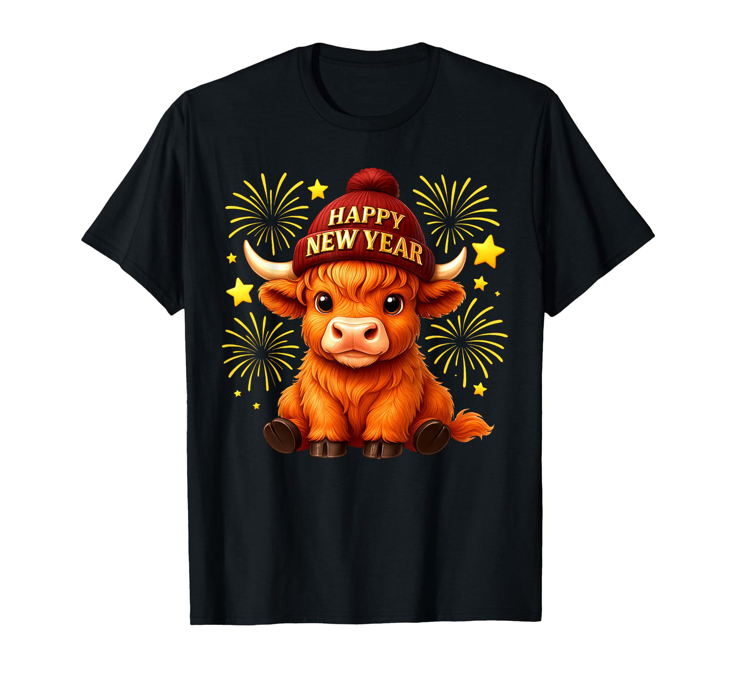 Happy New Year 2026 Highland Cow T-Shirt - Streetwear Style Men Women - T-Shirt, Sweatshirt, Hoodie