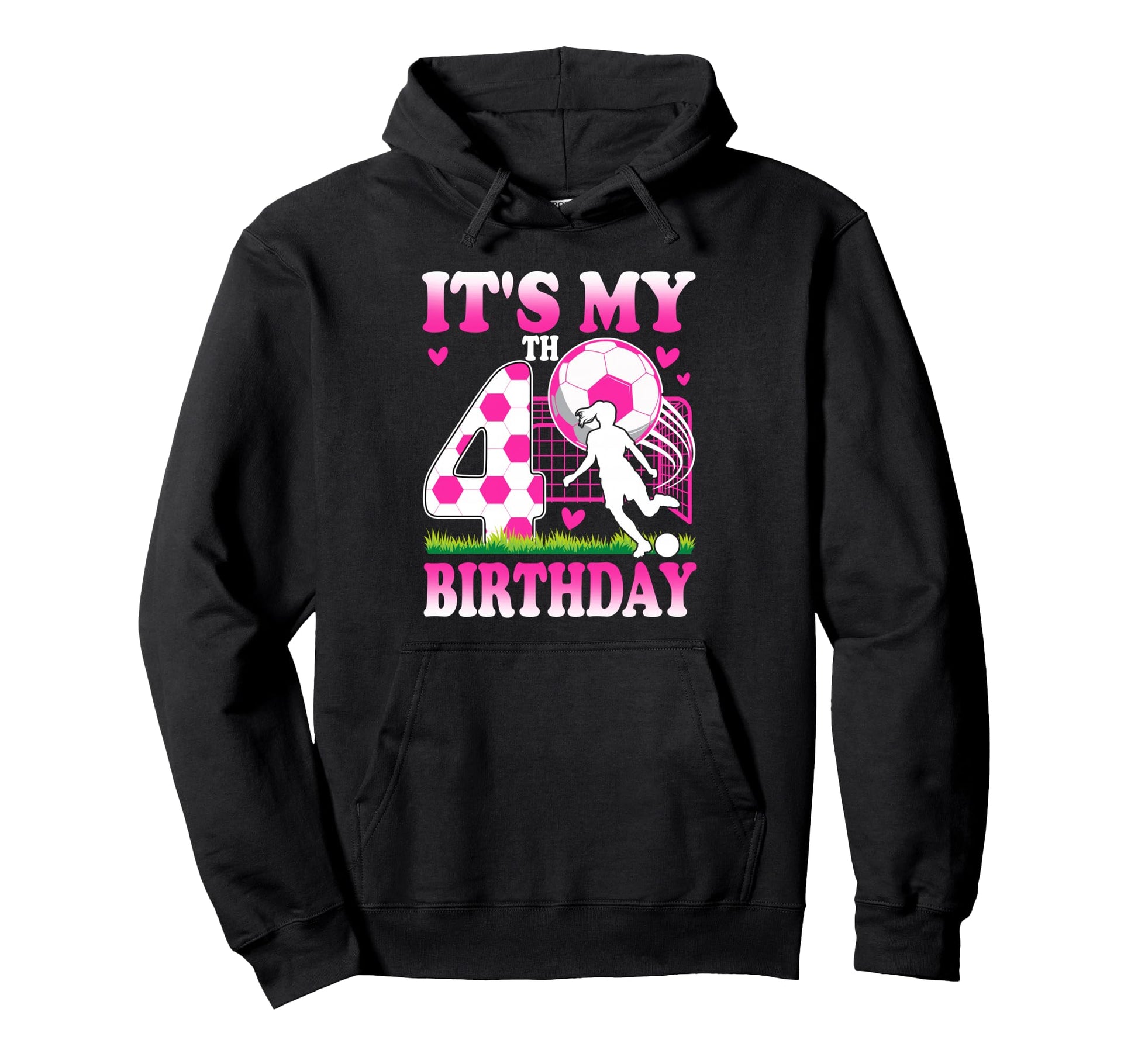 4 Year Old Birthday Soccer Themed Party Hoodie - Streetwear Style Unisex - T-Shirt, Sweatshirt, Hoodie