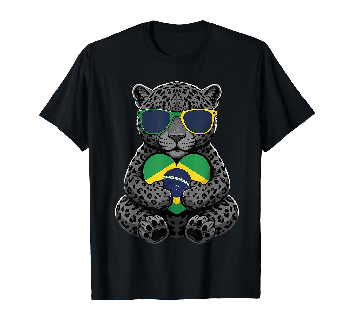 Brasil Flag Leopard Brazilian Pride T-Shirt - Graphic Print Men Women - T-Shirt, Sweatshirt, Hoodie