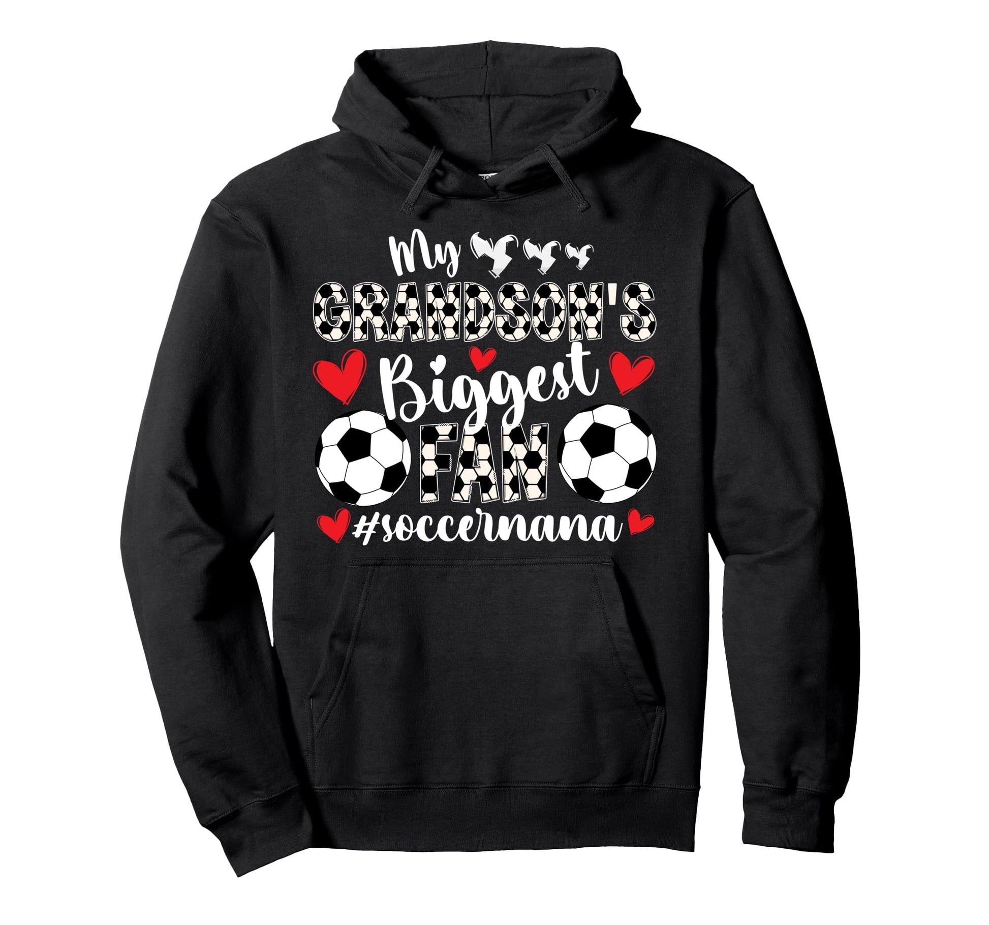 Grandsons Biggest Fan Soccer Nana Hoodie - Aesthetic Graphic for Adults - T-Shirt, Sweatshirt, Hoodie