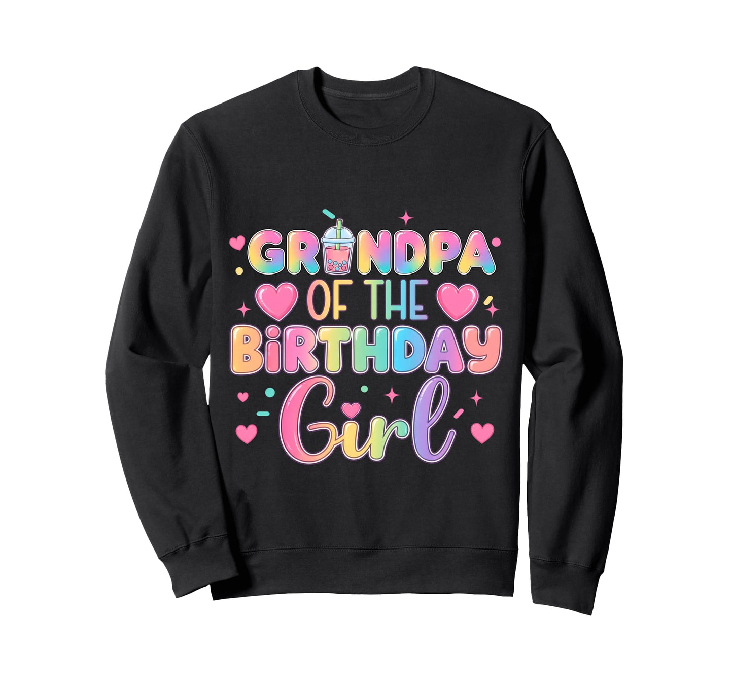 Grandpa Birthday Bubble Boba Milk Sweatshirt - Minimalist Print Men Women - T-Shirt, Sweatshirt, Hoodie