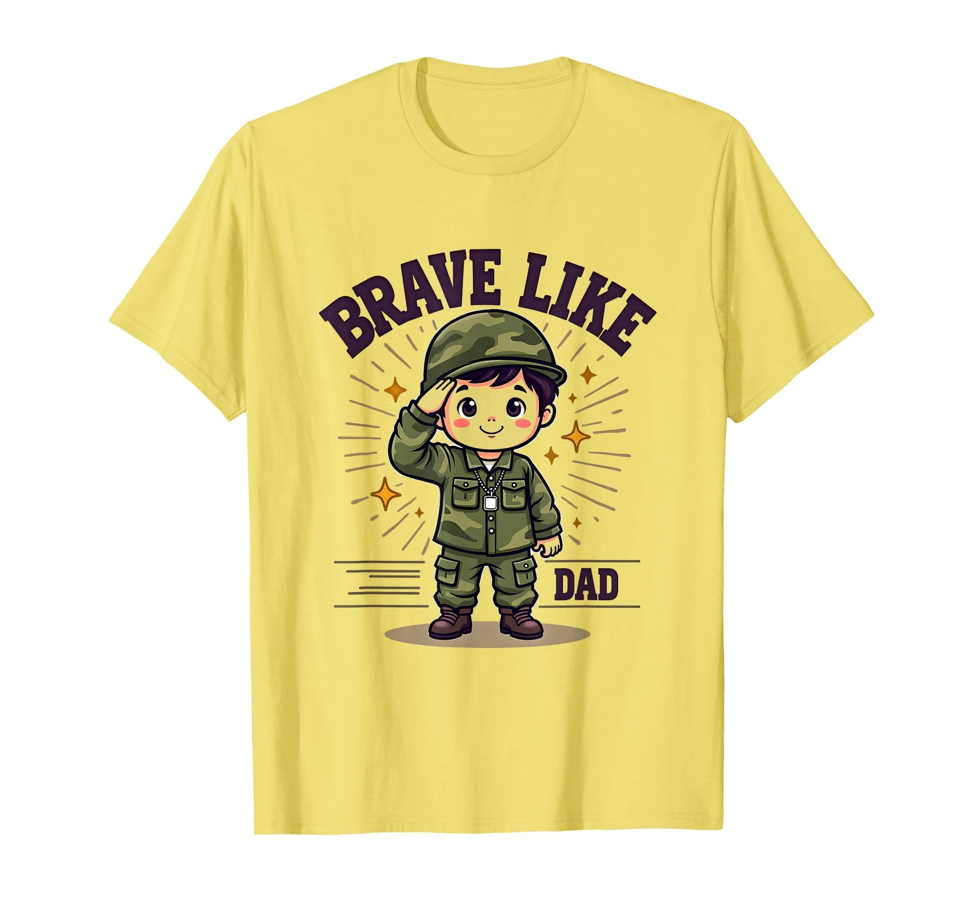 Brave Like Dad Purple Military Child T-Shirt - Novelty Apparel for Adults - T-Shirt, Sweatshirt, Hoodie