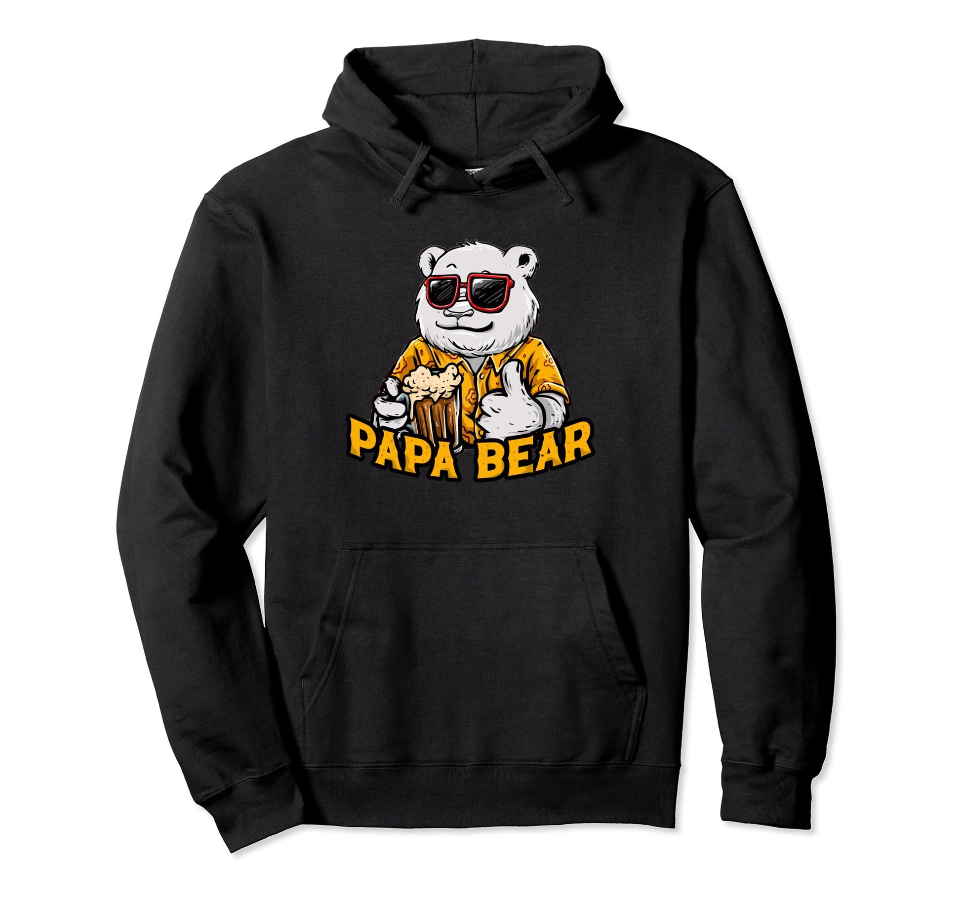 Funny Papa Bear Sunglasses Drinking Hoodie - Novelty Apparel for Adults - T-Shirt, Sweatshirt, Hoodie