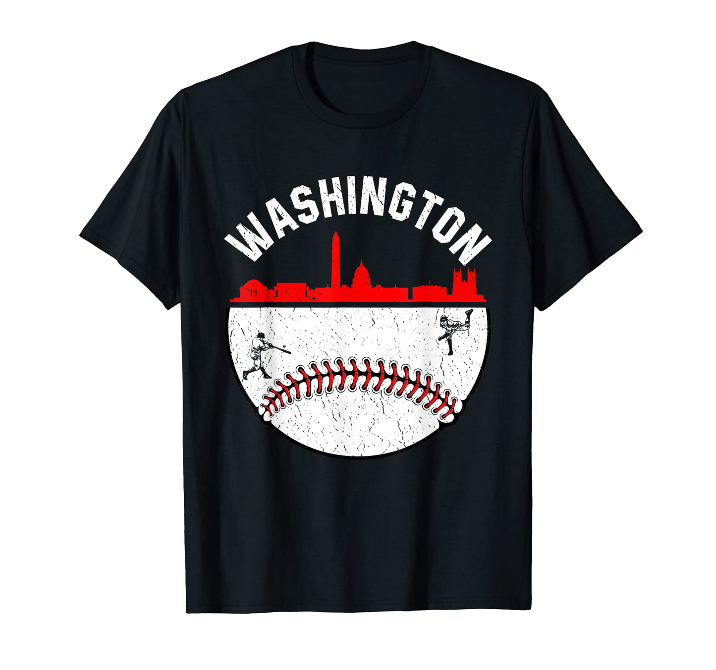 Washington Cityscape Baseball Mom Dad T-Shirt - Unique Graphic Unisex - T-Shirt, Sweatshirt, Hoodie