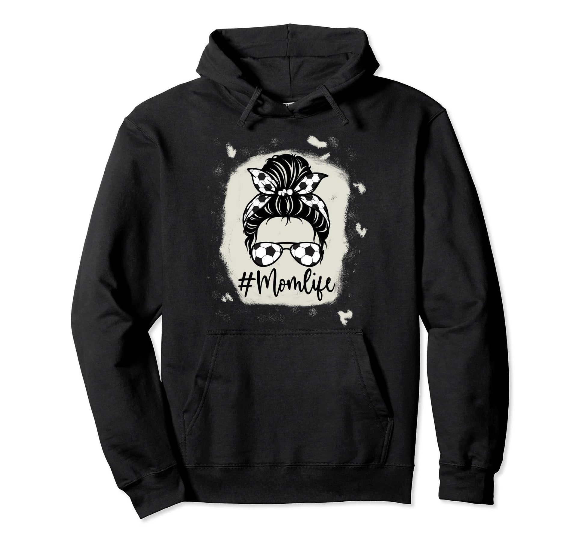 Womens Bleached Dy Mom Life Soccer Hoodie - Fun Novelty Design for Adults - T-Shirt, Sweatshirt, Hoodie