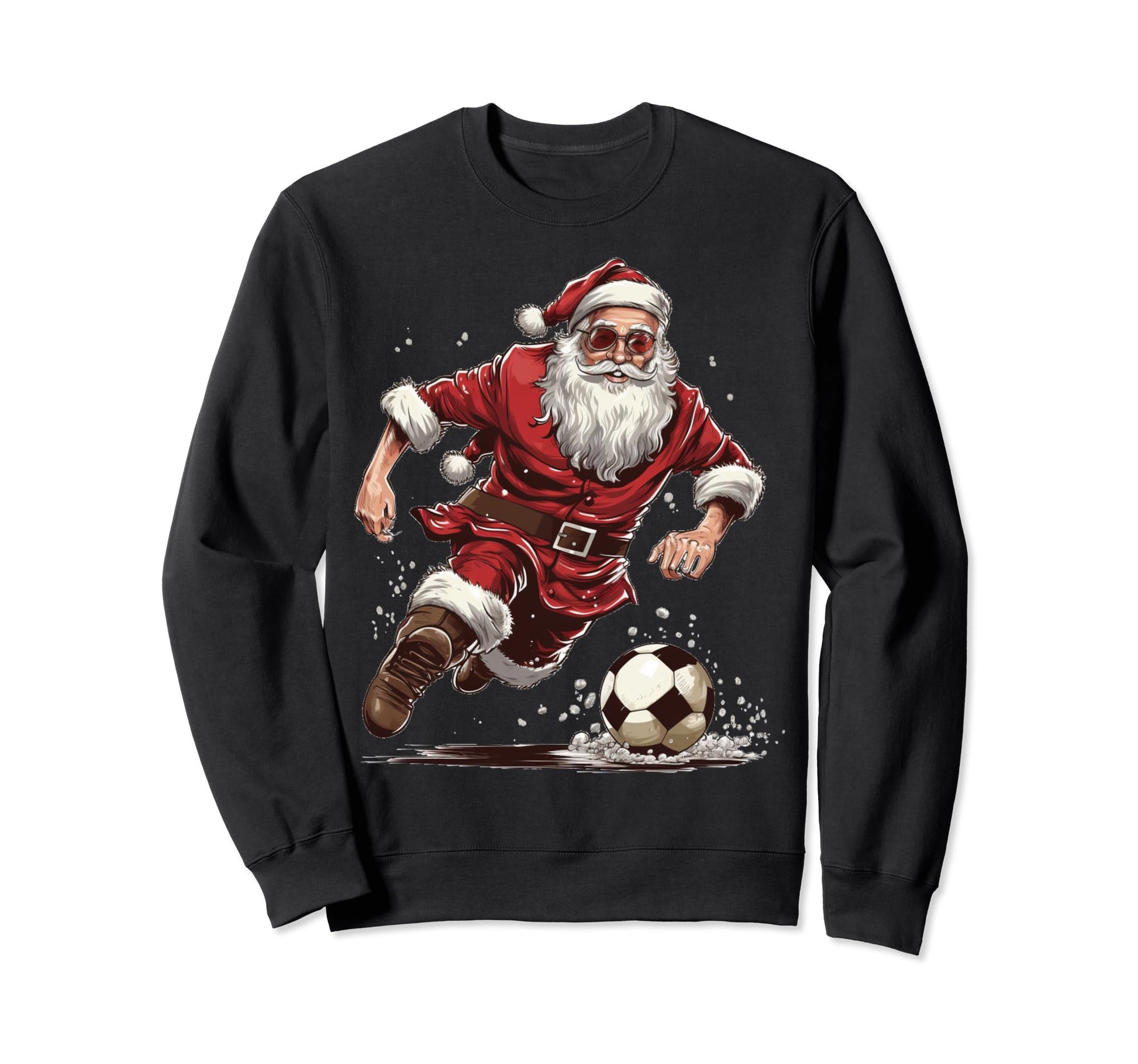 Santas Claus Playing Soccer Sweatshirt - Aesthetic Graphic Men Women - T-Shirt, Sweatshirt, Hoodie