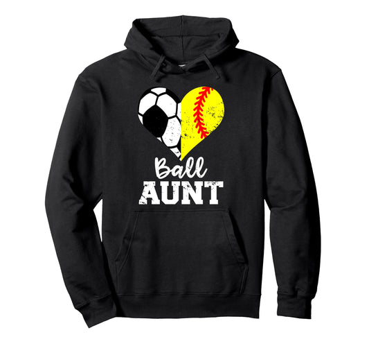 Ball Aunt Heart Funny Soccer Hoodie - Fun Novelty Design for Adults - T-Shirt, Sweatshirt, Hoodie