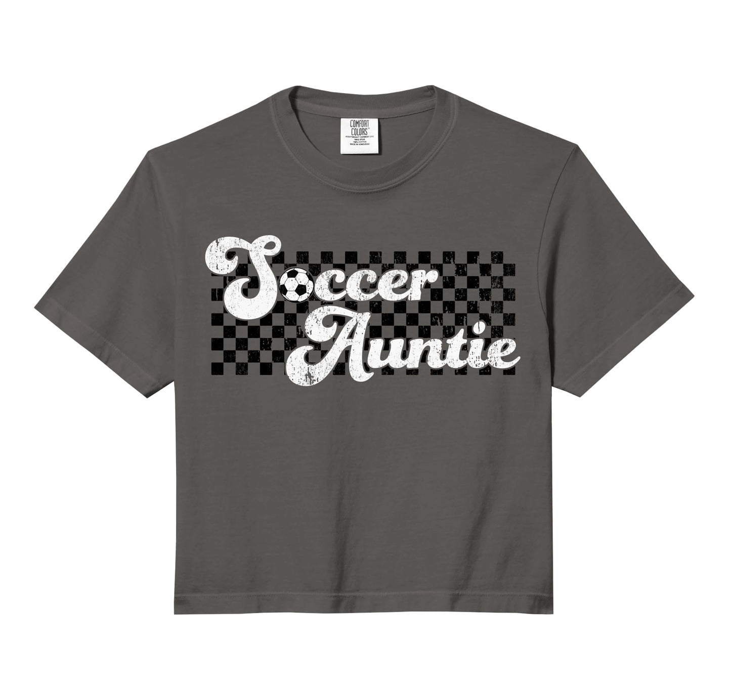 Soccer Auntie Soccer Aunt Checkered T-Shirt - Aesthetic Graphic Unisex - T-Shirt, Sweatshirt, Hoodie