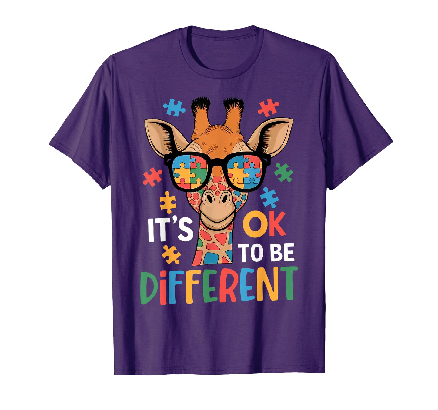 Its Ok To Be Different Giraffe Autism T-Shirt - Novelty Apparel Unisex - T-Shirt, Sweatshirt, Hoodie